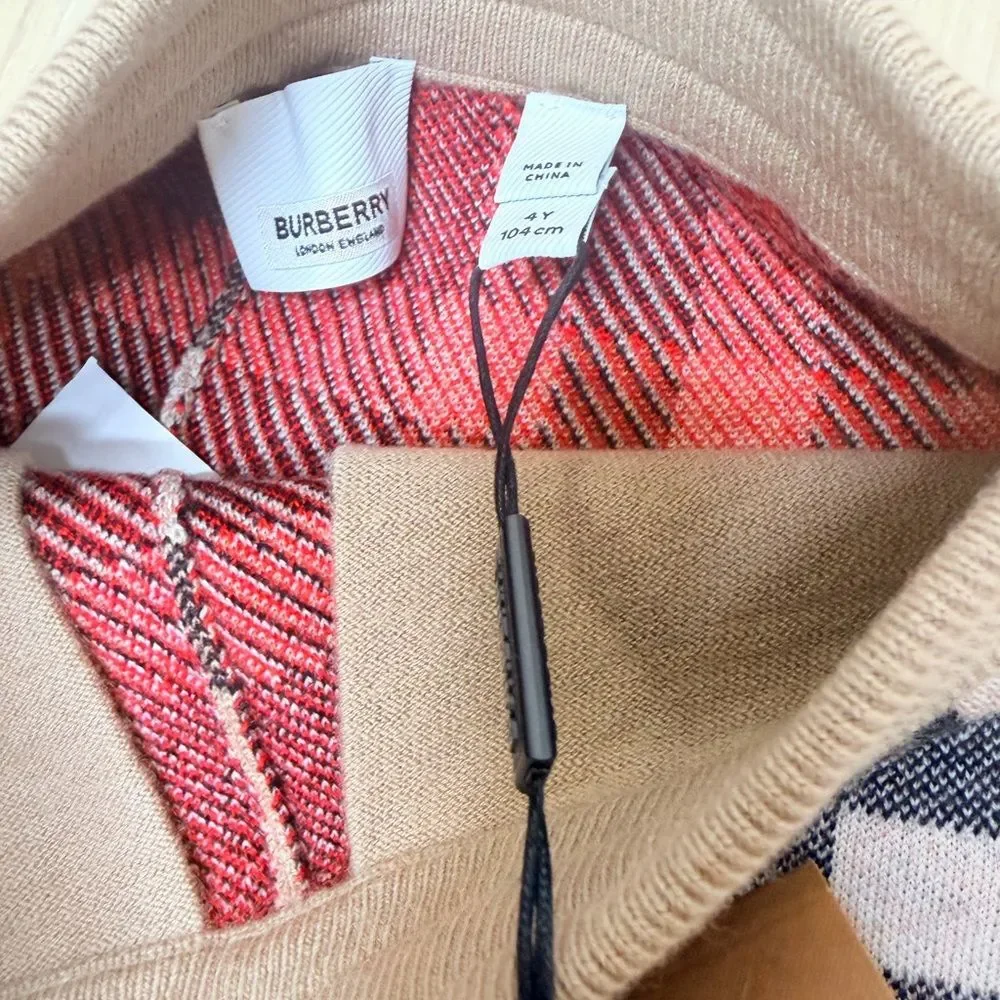 NWT ✨ Kids Burberry Vintage Check Wool + Cashmere Joggers w/pockets 4T $500